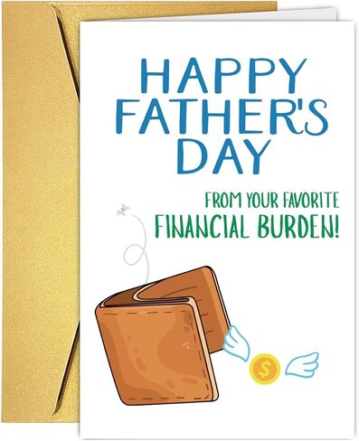 Funny Fathers Day Card Financial Burden, Fathers Day Gift from Daughter Son Kids, Hilarious Happy Father's Day Cards Money for Dad Stepdad Bonus Dad, Joke Fathers Day Gift from Adopted Daughter Son Kids in Saudi Arabia