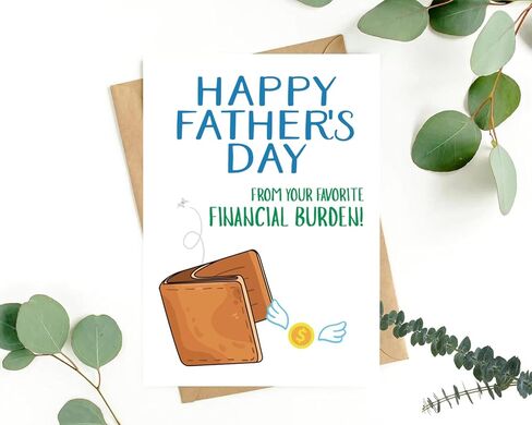 Funny Fathers Day Card Financial Burden, Fathers Day Gift from Daughter Son Kids, Hilarious Happy Father's Day Cards Money for Dad Stepdad Bonus Dad, Joke Fathers Day Gift from Adopted Daughter Son Kids in Saudi Arabia