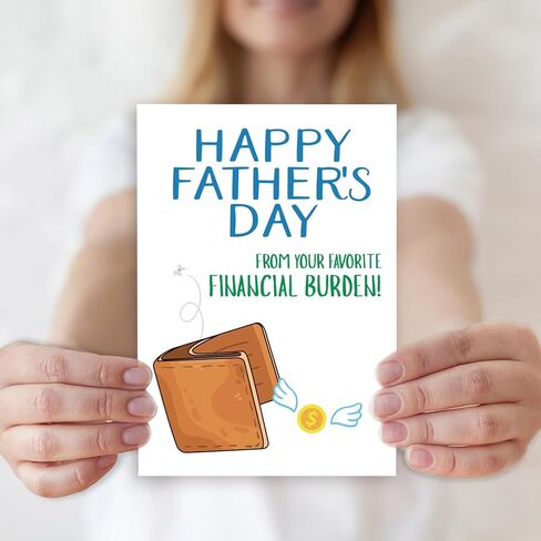 Funny Fathers Day Card Financial Burden, Fathers Day Gift from Daughter Son Kids, Hilarious Happy Father's Day Cards Money for Dad Stepdad Bonus Dad, Joke Fathers Day Gift from Adopted Daughter Son Kids in Saudi Arabia