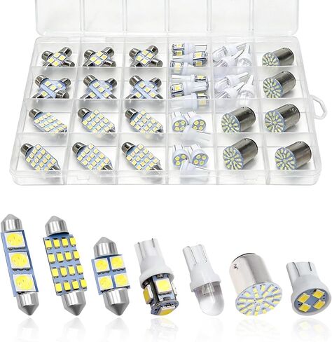 42 PCS Interior Car Lights, 6000K Super Bright Vehicle Dome Map Tail Cab Light Set, DE3175 T10 31mm 41mm 194 LED Interior Replacement Bulbs for Cars Trucks RVs Boats in Kuwait