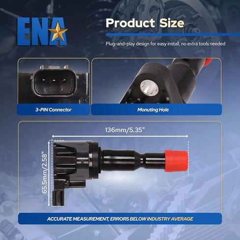 ENA Set of 4 Ignition Coil Pack 1.5L L4 Compatible with Honda Compatible with Honda 2010 2011 2012 2013 2014 2015 2016 City, 2011-2016 CR-Z CRZ, 2009-2014 Fit Replacement for UF626 30520RB0003 C1664 in Kuwait