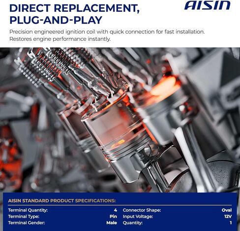 ملف إشعال AISIN AFTERMARKET ESCGM-00109 - متوافق مع شيفروليه تراكس 2024 1.2 لتر، تريل بليزر 2021-2024 1.2 لتر، بويك إنكور GX 2020-2024 1.2 لتر in Kuwait