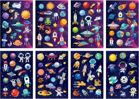 24pcs Outer Space Stickers for, Self Adhesive Waterproof Sticker for with Planet Solar System Galaxy Astronaut Rocket Bulk Decorations for for Decor Class Rewards Decor in Kuwait