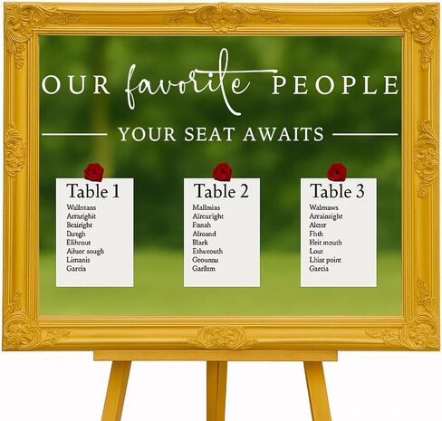 Our Favorite People Your Seat Awaits Vinyl Decal, Wedding Seating Chart Header for Mirror or Sign, Elegant Welcome Sign Sticker for Reception and Parties (Black, 17inch) in Saudi Arabia
