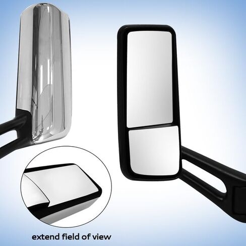 Door Mirror Chrome fit for 2013-2022 Peterbilt 579 Truck Left Driver Side Power Heated Mirrors (Chrome, Left) in Saudi Arabia