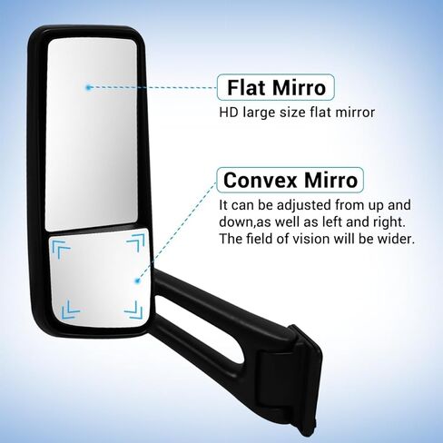 Door Mirror Chrome fit for 2013-2022 Peterbilt 579 Truck Left Driver Side Power Heated Mirrors (Chrome, Left) in Saudi Arabia