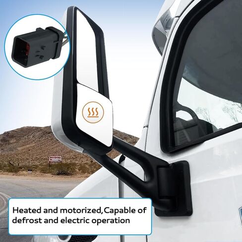 Door Mirror Chrome fit for 2013-2022 Peterbilt 579 Truck Left Driver Side Power Heated Mirrors (Chrome, Left) in Saudi Arabia