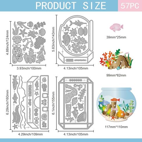 GLOBLELAND Fish Tank Shaker Cutting Dies Coral Shell Metal Die Cuts Water Plants Page Cutting Embossing Templates for Scrapbooking Crafts Paper Cards Making in Kuwait