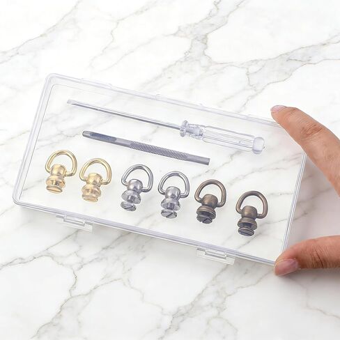 6 Pcs D Ring for Brass Rivets D Ring Stud Screw Ball Head Buttons Rotatable Purse Leather Rivets Kit Making Supplies with Belt Hole Puncher for Leather Craft Handbag Crossbody Bag in Saudi Arabia