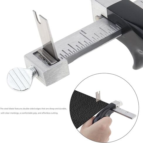 Leather Cutting Tool Leather Strap Cutter with Aluminium Handle, Cutter Craft Tool with 2 Blades for DIY (1) in Saudi Arabia