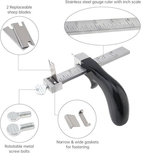 Leather Cutting Tool Leather Strap Cutter with Aluminium Handle, Cutter Craft Tool with 2 Blades for DIY (1) in Saudi Arabia