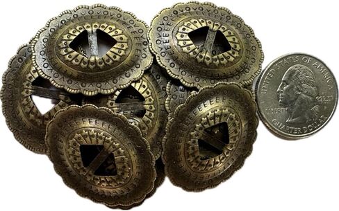 Metal Western Concho Ornament, 1 1/4" x 1" Oval, Antique Brass Finish, 10 Pieces in Kuwait