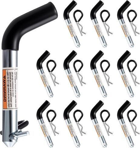 12 Pack Trailer Hitch Pin & Clip 5/8 Inch Diameter with Galvanized-Coated Vinyl Black Grip Solid Steel Trailer Accessories Fits 2" Receiver in Saudi Arabia