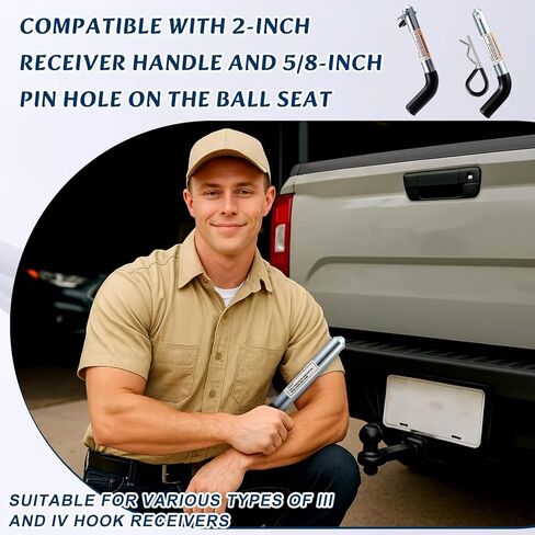 12 Pack Trailer Hitch Pin & Clip 5/8 Inch Diameter with Galvanized-Coated Vinyl Black Grip Solid Steel Trailer Accessories Fits 2" Receiver in Saudi Arabia