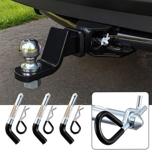 12 Pack Trailer Hitch Pin & Clip 5/8 Inch Diameter with Galvanized-Coated Vinyl Black Grip Solid Steel Trailer Accessories Fits 2" Receiver in Saudi Arabia
