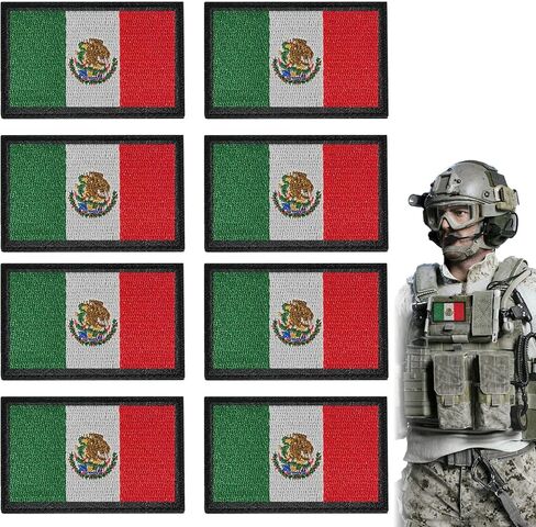 8 Pcs Mexico Flag Patches,Mexican Tactical Morale Patches with Hook and Loop Backing-3x2 inch Embroidered National Flag Appliques for Operator Hats,Backpacks,Vests & Outdoor Gear in Saudi Arabia