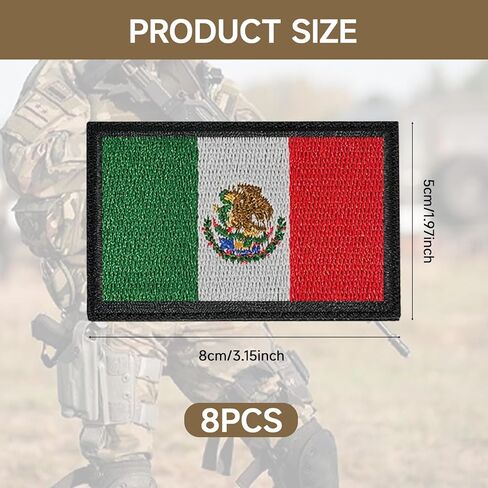 8 Pcs Mexico Flag Patches,Mexican Tactical Morale Patches with Hook and Loop Backing-3x2 inch Embroidered National Flag Appliques for Operator Hats,Backpacks,Vests & Outdoor Gear in Saudi Arabia