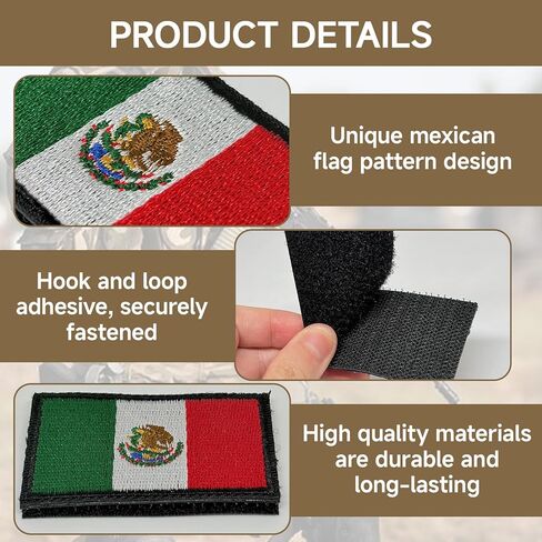 8 Pcs Mexico Flag Patches,Mexican Tactical Morale Patches with Hook and Loop Backing-3x2 inch Embroidered National Flag Appliques for Operator Hats,Backpacks,Vests & Outdoor Gear in Saudi Arabia