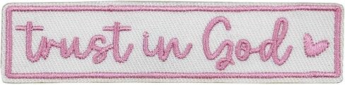 3.5'' Trust in God Embroidered Iron On Patch Pink, Christian Gifts for Women in Kuwait
