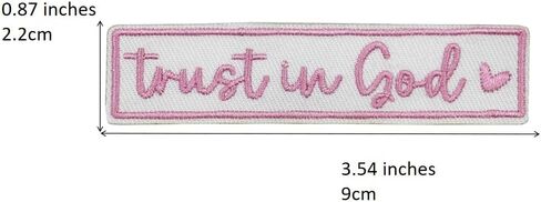 3.5'' Trust in God Embroidered Iron On Patch Pink, Christian Gifts for Women in Kuwait