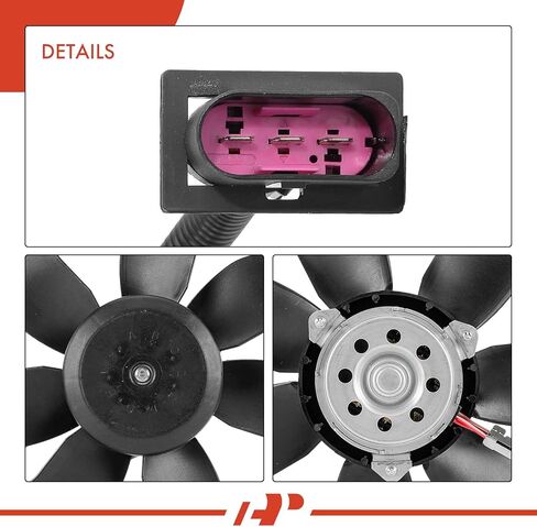 A-Premium A/C Condenser Fan Assembly Compatible with Select Volkswagen & Audi Models - Jetta 2002-2005, Golf 2002-2006, R32 2004, TT 2003-2006, TT Quattro 2004-2006 in Kuwait