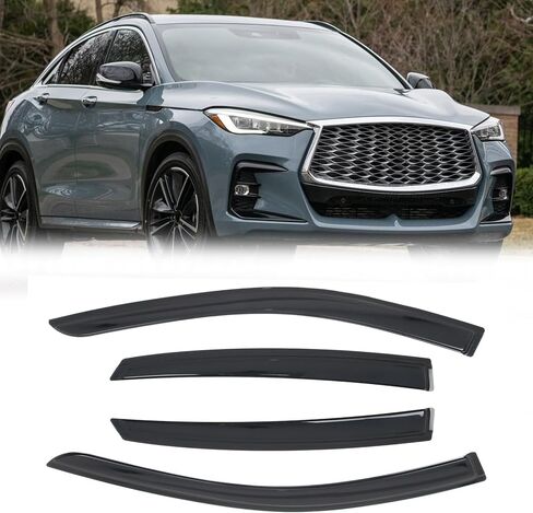 FREEMOTOR802 منحرف النافذة الشريطي يناسب 2022-2025 إنفينيتي QX55، واقيات المطر الجانبية للنافذة الجانبية وحارفات الرياح وأقنعة التهوية وأكريليك ملون بالدخان 4 قطع in Kuwait