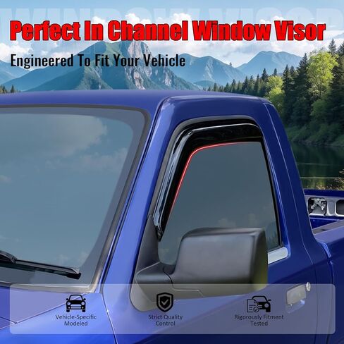 IKON MOTORSPORTS في أقنعة نافذة القناة المتوافقة مع 2000-2006 Toyota Tundra Standard/Regular Cab، واقيات المطر السوداء الأكريليكية، عاكسات الرياح الجانبية للنافذة قطعتان in Kuwait