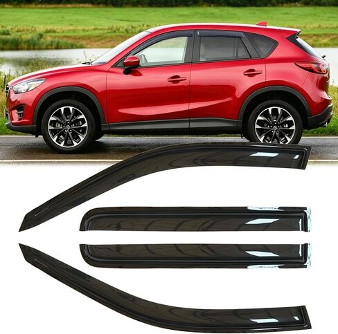4pcs Original Shatterproof Rainproof Side Window Wind Deflectors for 2013-2016 Mazda CX-5,Outside Mount Rain Guards Sets,Nice Looking Window Visors for Cars,Vent Deflector for Mazda CX5 13-16 94364 in Saudi Arabia