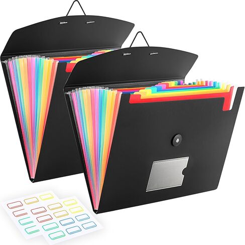 2-Pack 13-Pocket Expanding File Folder, Accordion File Organizer with Labels, Fits Letter Size & A4 Paper, for Home Office School College Supplies in Saudi Arabia