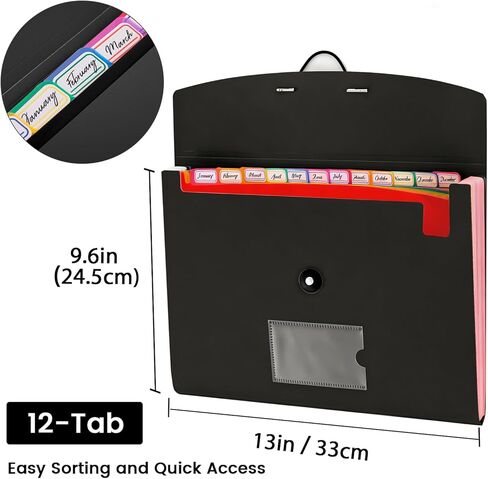 2-Pack 13-Pocket Expanding File Folder, Accordion File Organizer with Labels, Fits Letter Size & A4 Paper, for Home Office School College Supplies in Saudi Arabia