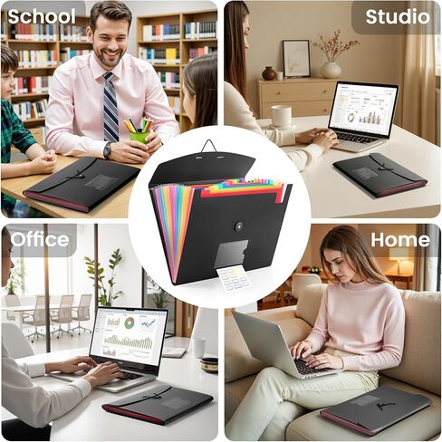2-Pack 13-Pocket Expanding File Folder, Accordion File Organizer with Labels, Fits Letter Size & A4 Paper, for Home Office School College Supplies in Saudi Arabia
