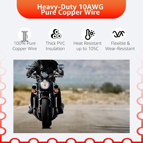 Sigely 10AWG SAE منفذ الجدار الجانبي لمقبس الطاقة إلى حلقة O، توصيل سريع، كابل تمديد مقاوم للماء مع مصهر 10A 15A 20A 25A للوحات الشمسية، والدراجات النارية، وRV، وشاحن بطارية مولد الطاقة الشمسية (2FT) in Kuwait