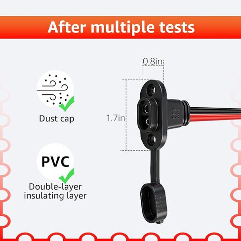 Sigely 10AWG SAE منفذ الجدار الجانبي لمقبس الطاقة إلى حلقة O، توصيل سريع، كابل تمديد مقاوم للماء مع مصهر 10A 15A 20A 25A للوحات الشمسية، والدراجات النارية، وRV، وشاحن بطارية مولد الطاقة الشمسية (2FT) in Kuwait