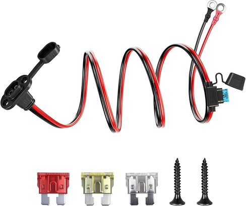Sigely 10AWG SAE منفذ الجدار الجانبي لمقبس الطاقة إلى حلقة O، توصيل سريع، كابل تمديد مقاوم للماء مع مصهر 10A 15A 20A 25A للوحات الشمسية، والدراجات النارية، وRV، وشاحن بطارية مولد الطاقة الشمسية (2FT) in Kuwait