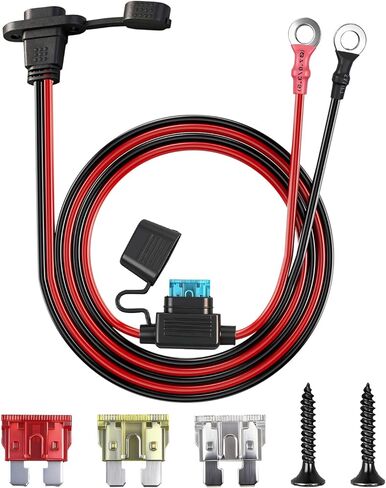 Sigely 10AWG SAE منفذ الجدار الجانبي لمقبس الطاقة إلى حلقة O، توصيل سريع، كابل تمديد مقاوم للماء مع مصهر 10A 15A 20A 25A للوحات الشمسية، والدراجات النارية، وRV، وشاحن بطارية مولد الطاقة الشمسية (2FT) in Kuwait