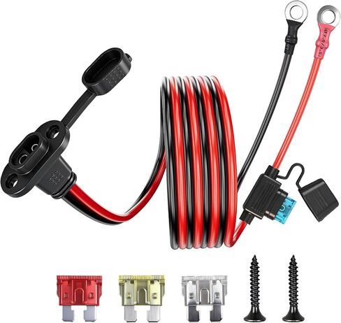 Sigely 10AWG SAE منفذ الجدار الجانبي لمقبس الطاقة إلى حلقة O، توصيل سريع، كابل تمديد مقاوم للماء مع مصهر 10A 15A 20A 25A للوحات الشمسية، والدراجات النارية، وRV، وشاحن بطارية مولد الطاقة الشمسية (2FT) in Kuwait