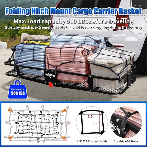 roof Rack Basket Rooftop Cargo Carrier 46"*36"*5" ，Cargo Net with Attachment Hooks, 2 pcs Ratchet Strap in Saudi Arabia