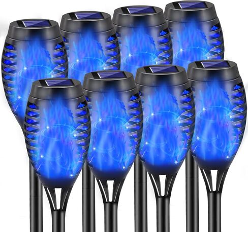 Solar Torch Lights Outdoor, 12 Pack Solar Torch Lights with Flickering Flame, 12 LED Mini Tiki Torches for Outside Waterproof Landscape Decorations for Garden Pathway Dusk to Dawn Auto On/Off in Kuwait