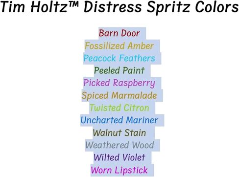 Ranger Ink Tim Holtz Distress Spritz Sprays - Set #1, Bundle of 12 Luminous Colors, 1 oz bottles, 1 Carnora Amber Bottle, June 2024 Release in Kuwait