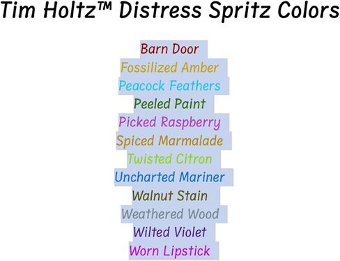 Ranger Ink Tim Holtz Distress Spritz Sprays - Set #1, Bundle of 12 Luminous Colors, 1 oz bottles, 1 Carnora Amber Bottle, June 2024 Release in Kuwait