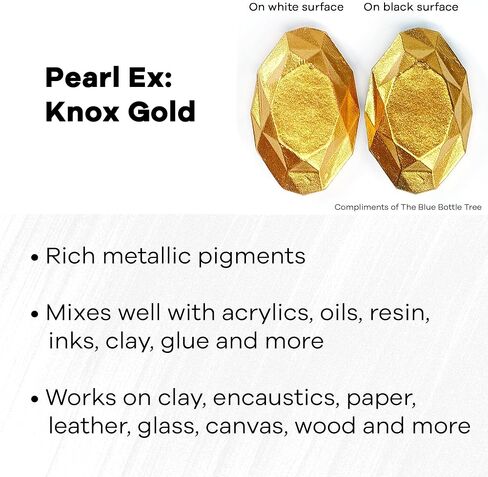 Jacquard Pearl Ex Pigment Powder 0.5 oz Knox Gold - Loose Mica Powder for Epoxy Resin, Watercolors, Calligraphy Ink & Clay - Epoxy Pigment Powder - Epoxy Resin Color in Kuwait