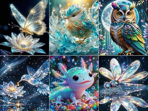 DOTSTART 6 Pack Diamond Art Kits for Adults, 5D Full Drill Round Animal Diamond Art Painting for Beginners with Sparkling Glitter, Relaxing Gem by Number Crafts for Home Wall Decor,11.8 X 11.8 inch in Saudi Arabia