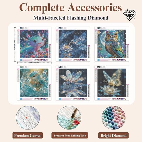 DOTSTART 6 Pack Diamond Art Kits for Adults, 5D Full Drill Round Animal Diamond Art Painting for Beginners with Sparkling Glitter, Relaxing Gem by Number Crafts for Home Wall Decor,11.8 X 11.8 inch in Saudi Arabia