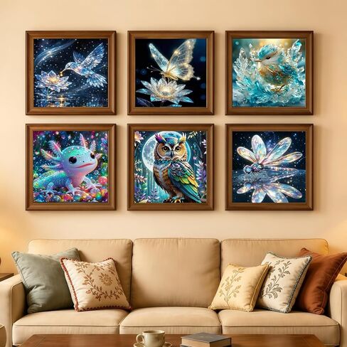 DOTSTART 6 Pack Diamond Art Kits for Adults, 5D Full Drill Round Animal Diamond Art Painting for Beginners with Sparkling Glitter, Relaxing Gem by Number Crafts for Home Wall Decor,11.8 X 11.8 inch in Saudi Arabia