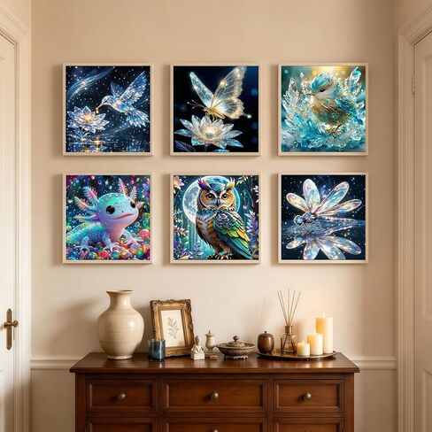 DOTSTART 6 Pack Diamond Art Kits for Adults, 5D Full Drill Round Animal Diamond Art Painting for Beginners with Sparkling Glitter, Relaxing Gem by Number Crafts for Home Wall Decor,11.8 X 11.8 inch in Saudi Arabia
