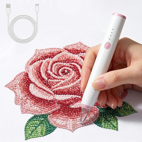 BASILKIT Wax-Free Electric Diamond Painting Pen, Cordless Vacuum Diamond Art Pen with 3 Speed & Type-C Fast Charging, Lightweight Portable Diamond Painting Accessories for Beginners & Craft Lovers in Saudi Arabia