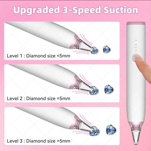 BASILKIT Wax-Free Electric Diamond Painting Pen, Cordless Vacuum Diamond Art Pen with 3 Speed & Type-C Fast Charging, Lightweight Portable Diamond Painting Accessories for Beginners & Craft Lovers in Saudi Arabia