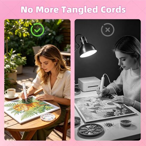 BASILKIT Wax-Free Electric Diamond Painting Pen, Cordless Vacuum Diamond Art Pen with 3 Speed & Type-C Fast Charging, Lightweight Portable Diamond Painting Accessories for Beginners & Craft Lovers in Saudi Arabia