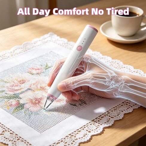 BASILKIT Wax-Free Electric Diamond Painting Pen, Cordless Vacuum Diamond Art Pen with 3 Speed & Type-C Fast Charging, Lightweight Portable Diamond Painting Accessories for Beginners & Craft Lovers in Saudi Arabia