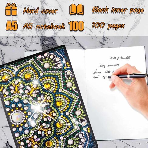 1 Pcs Diamond Art Notebook Kits for Adults, A5 Diamonds Painting Journal and DIY Sketchbook Supplies, 5D Gem Art Gift for Beginners Craft Lovers, Artists, 14.5x21cm in Kuwait